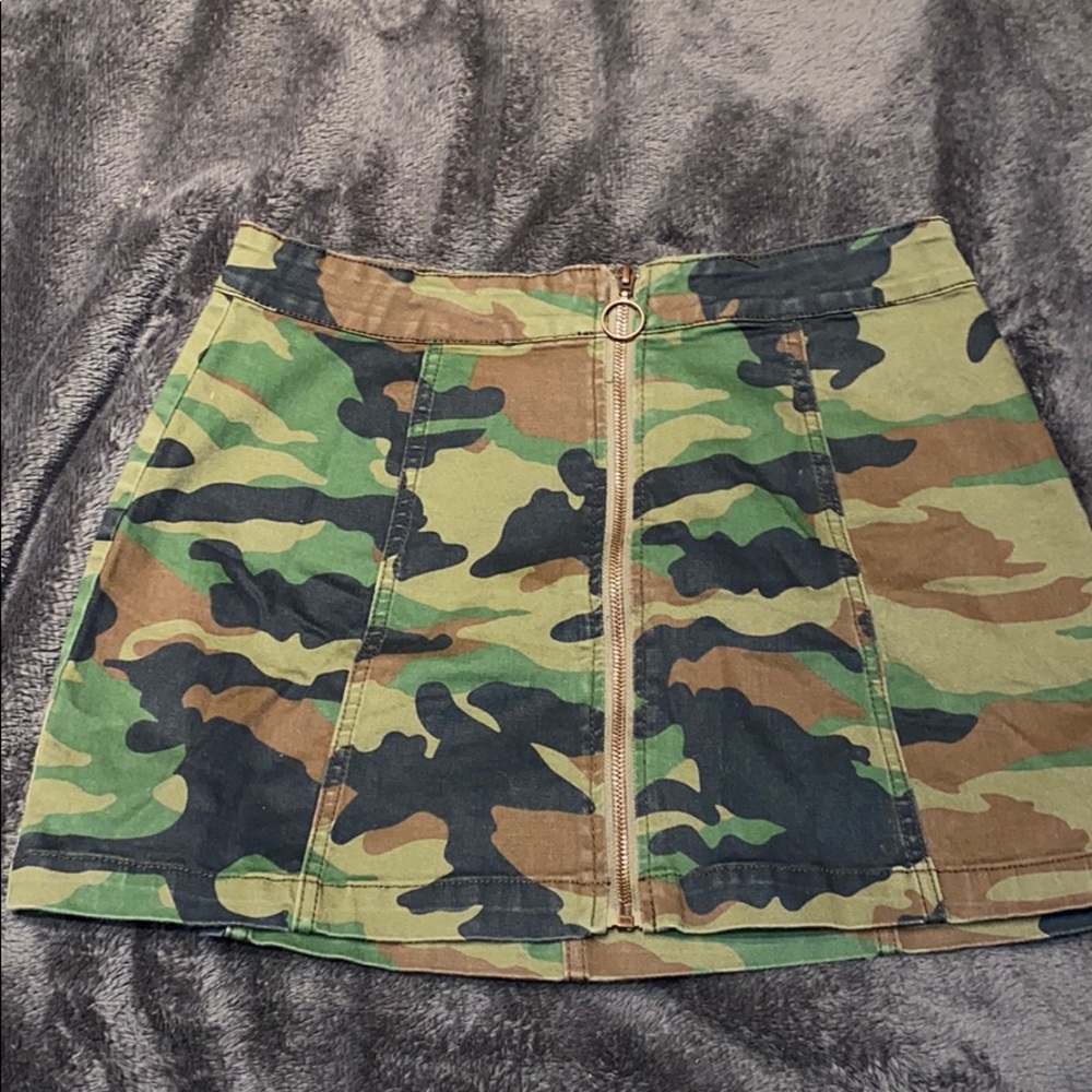 A Camouflage Jean Mini Skirt
